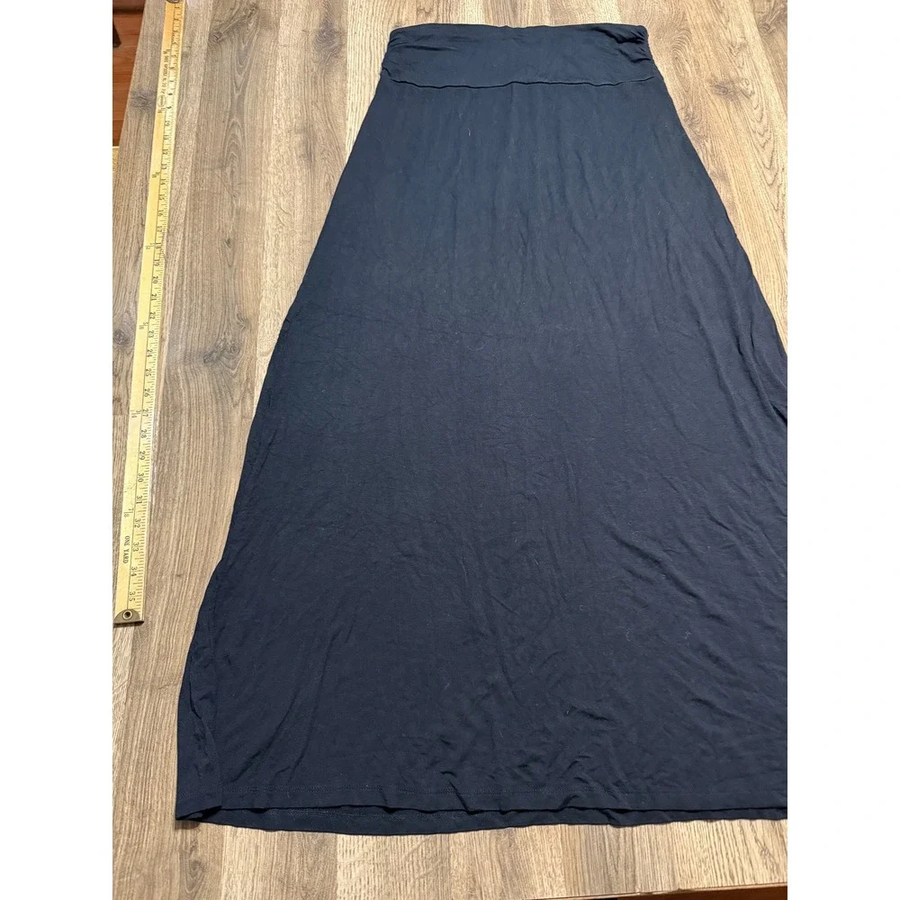 Cable & Gauge Skirt Womens XL Black Maxi Skirt Foldover Waist Stretch Jersey